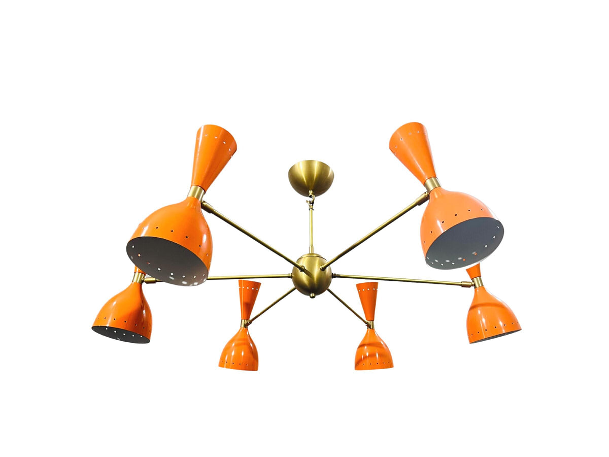 Brass Sputnik Chandelier - Mid Century Modern Light, 12 Lights