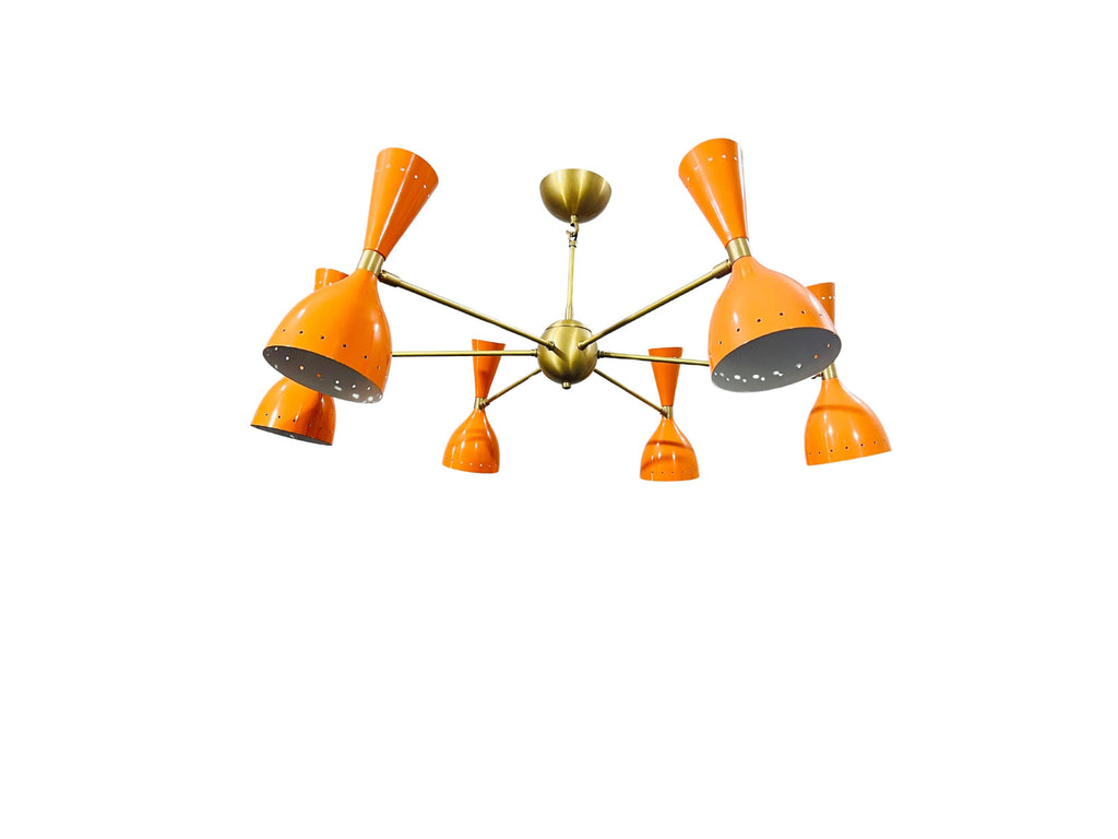 Brass Sputnik Chandelier - Mid Century Modern Light, 12 Lights