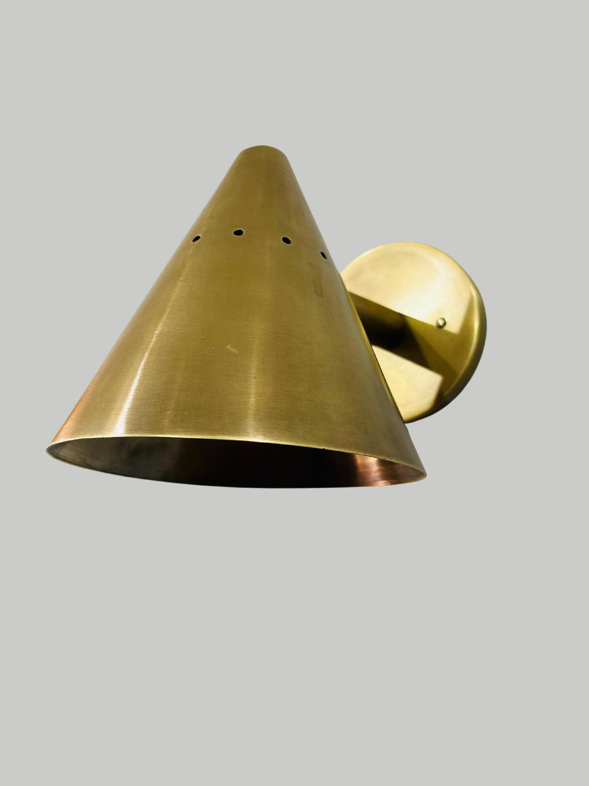 Mid Century Raw Brass Cone Wall Sconce – Italian Bedroom Light Fixture