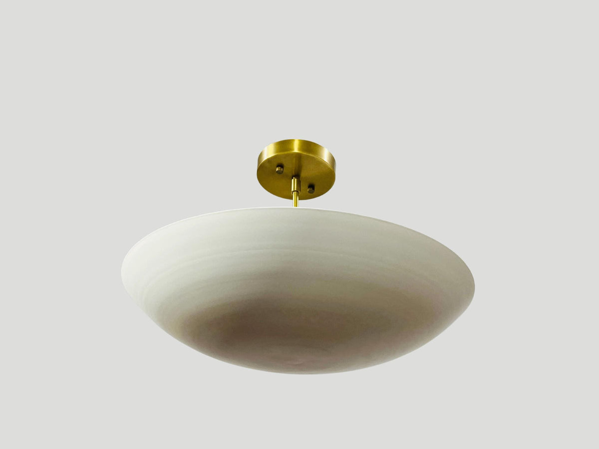 Mid Century Matte White Brass Ceiling Light, Handmade Sputnik Fixture