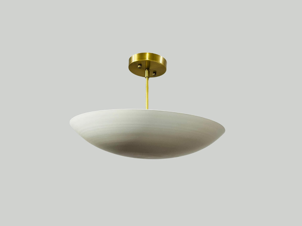 Mid Century Matte White Brass Ceiling Light, Handmade Sputnik Fixture