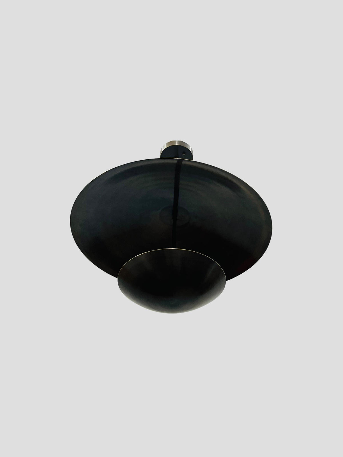 3-Light Brass Flush Mount Chandelier, Double Disk Shade