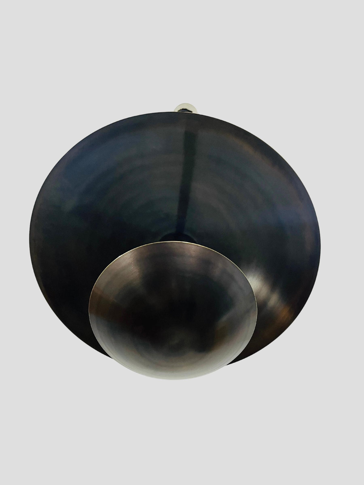 3-Light Brass Flush Mount Chandelier, Double Disk Shade