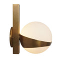 Mid-Century Modern Brass Wall Sconce – Glass Globe Bedside Lamp