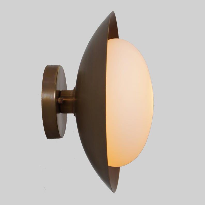 Mid-Century Modern Brass Wall Sconce with Glass Globe
