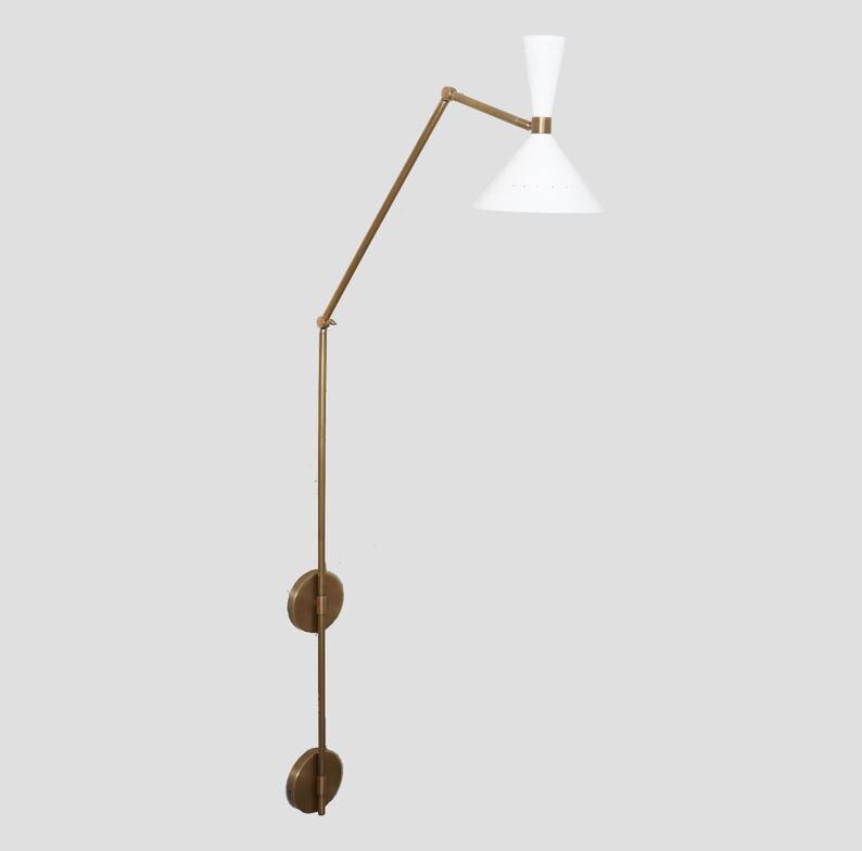 Mid Century Italian Style Brass Articulated Wall Sconce