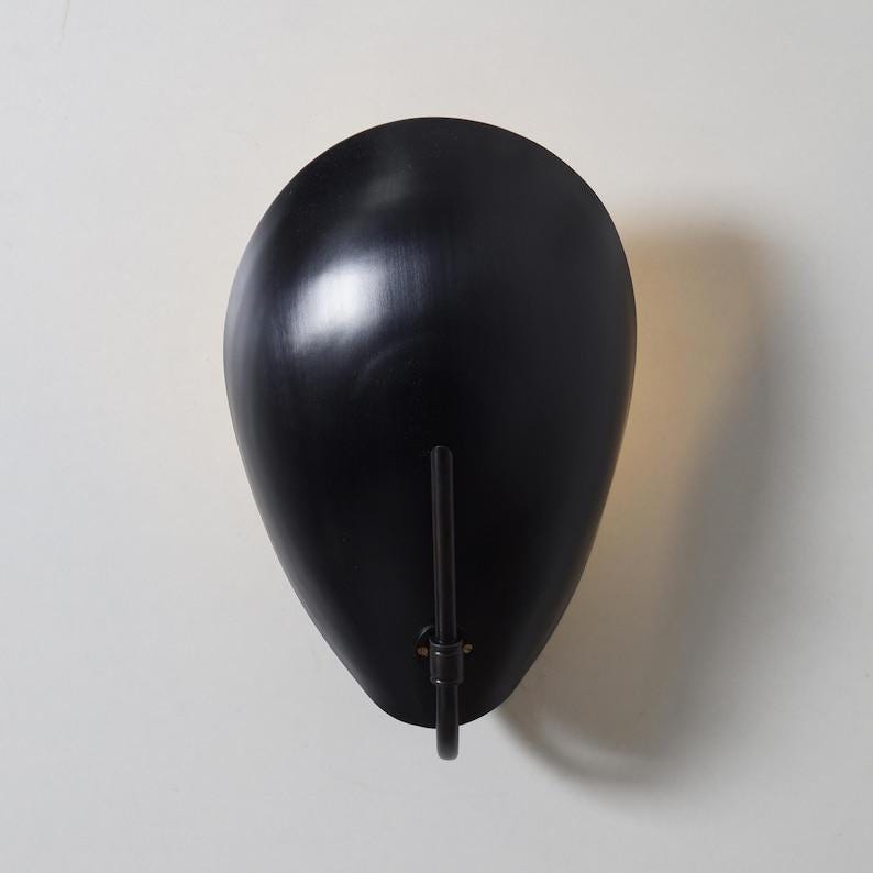 Mid Century Brass Wall Sconce - Articulating Curved Bedside Lamp