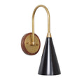 Mid Century Brass Wall Sconce with Cone Shade