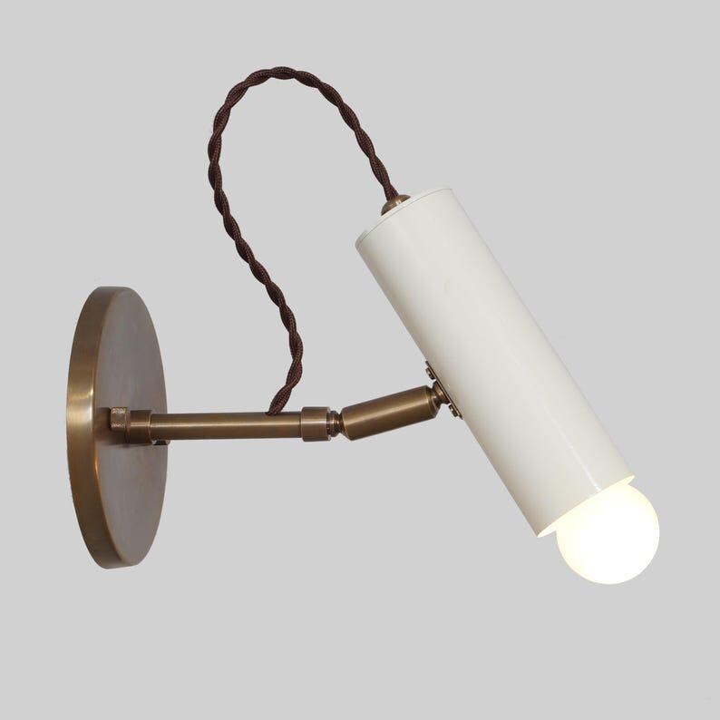 Mid Century Brass Pivot Wall Sconce, Single Light