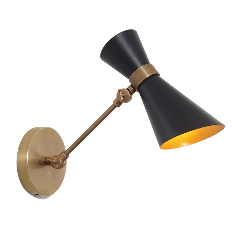 Mid Century Brass Swing Arm Wall Sconce, Articulated Lamp