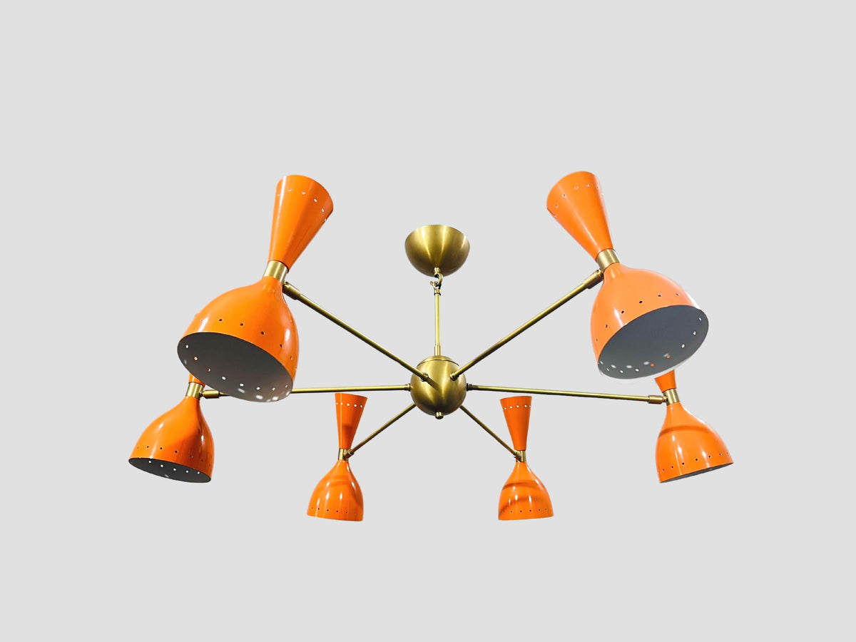 Brass Sputnik Chandelier - Mid Century Modern Light, 12 Lights