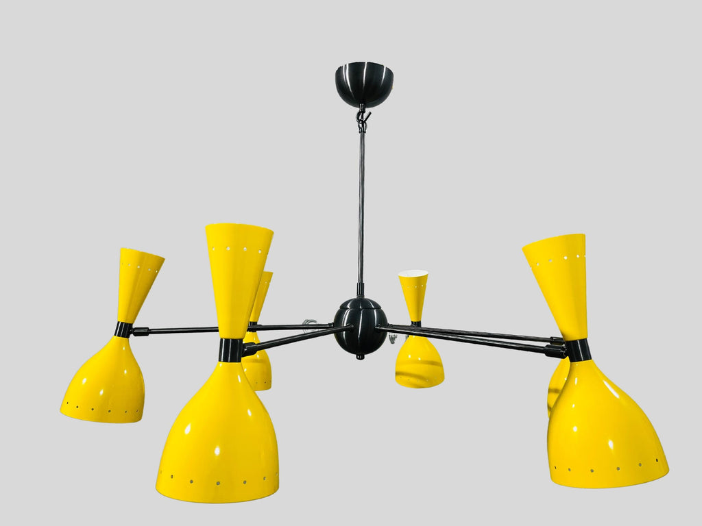Brass Sputnik Chandelier, 12-Light Stilnovo Style, Mid Century Modern