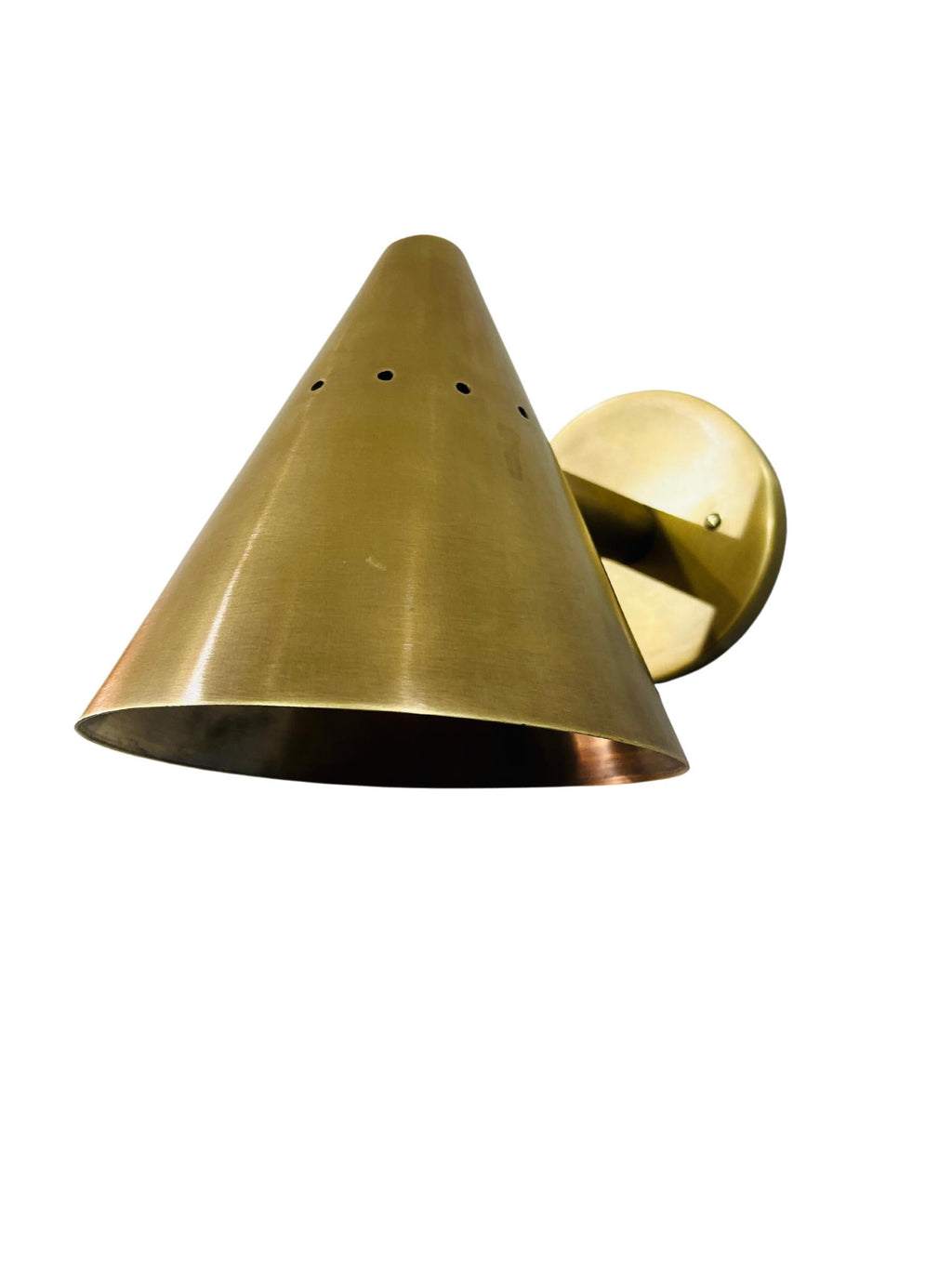 Mid Century Raw Brass Cone Wall Sconce – Italian Bedroom Light Fixture