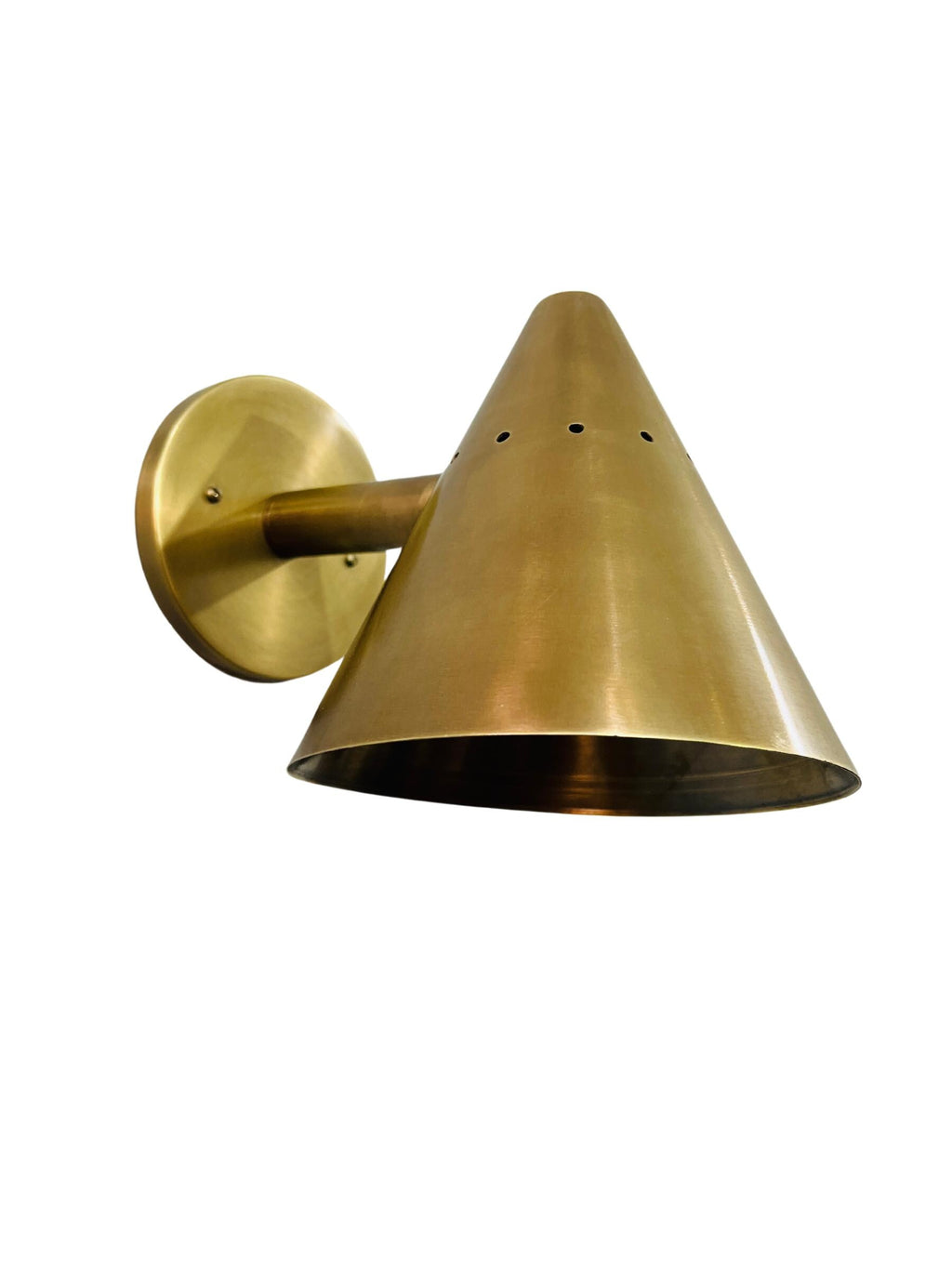 Mid Century Raw Brass Cone Wall Sconce – Italian Bedroom Light Fixture