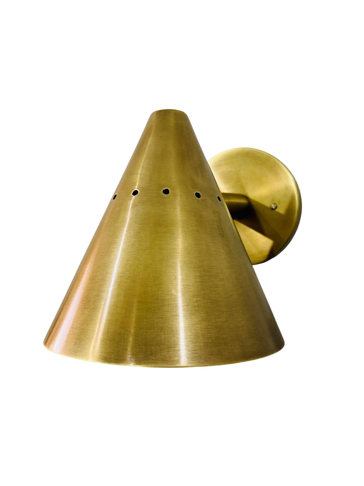 Mid Century Raw Brass Cone Wall Sconce – Italian Bedroom Light Fixture