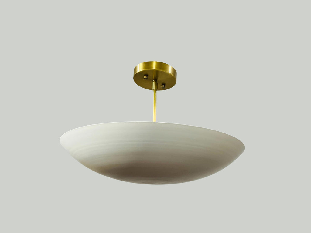 Mid Century Matte White Brass Ceiling Light, Handmade Sputnik Fixture