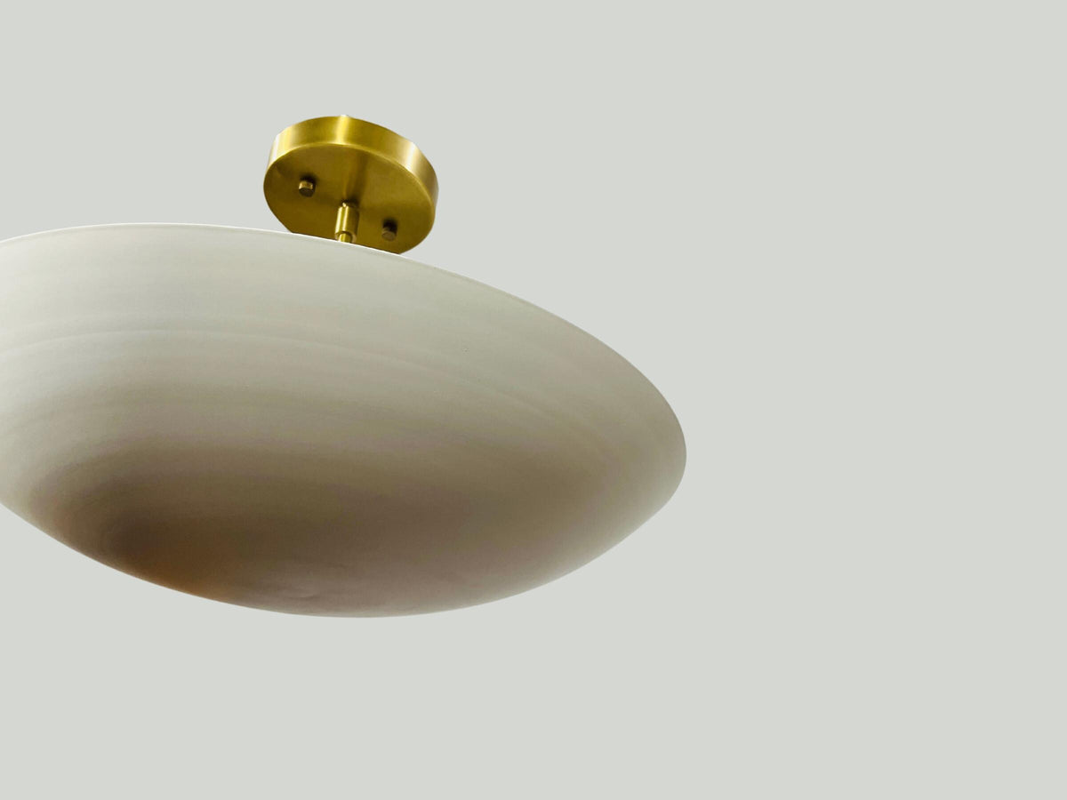 Mid Century Matte White Brass Ceiling Light, Handmade Sputnik Fixture