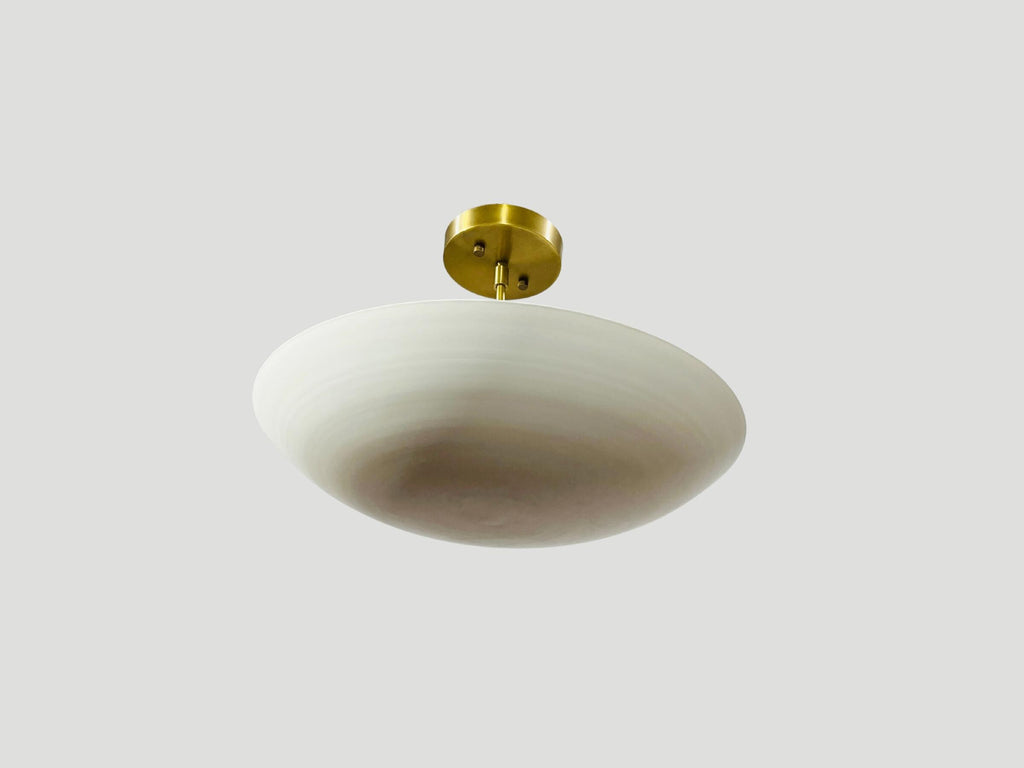 Mid Century Matte White Brass Ceiling Light, Handmade Sputnik Fixture