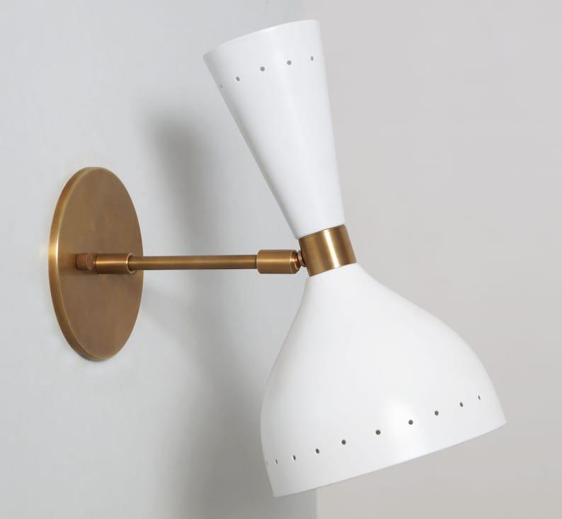 Mid-Century Italian Brass Wall Sconce, Stilnovo Style, Two Light