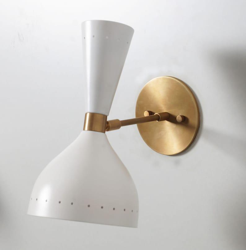 Mid-Century Italian Brass Wall Sconce, Stilnovo Style, Two Light