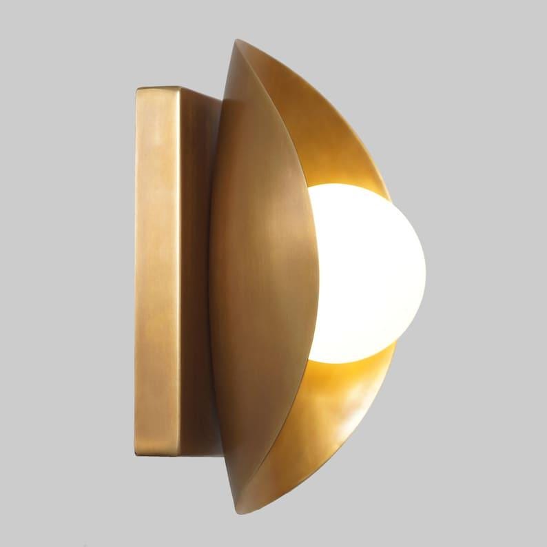 Mid Century Brass Wall Sconce with Glass Globe