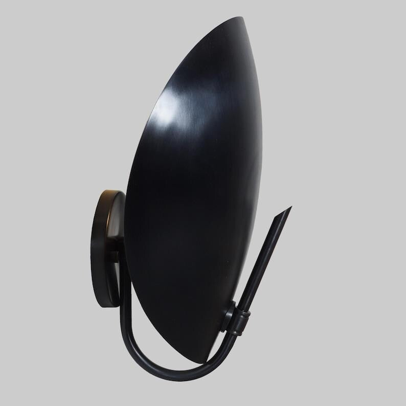 Mid Century Brass Wall Sconce - Articulating Curved Bedside Lamp