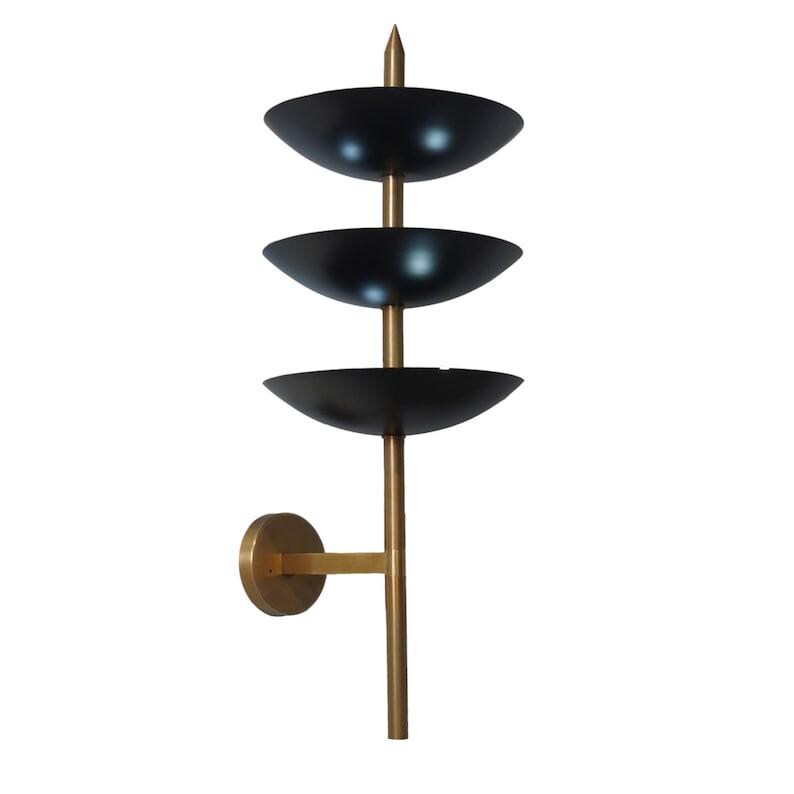 Mid Century Sputnik Wall Sconce, Raw Brass 6-Light Fixture