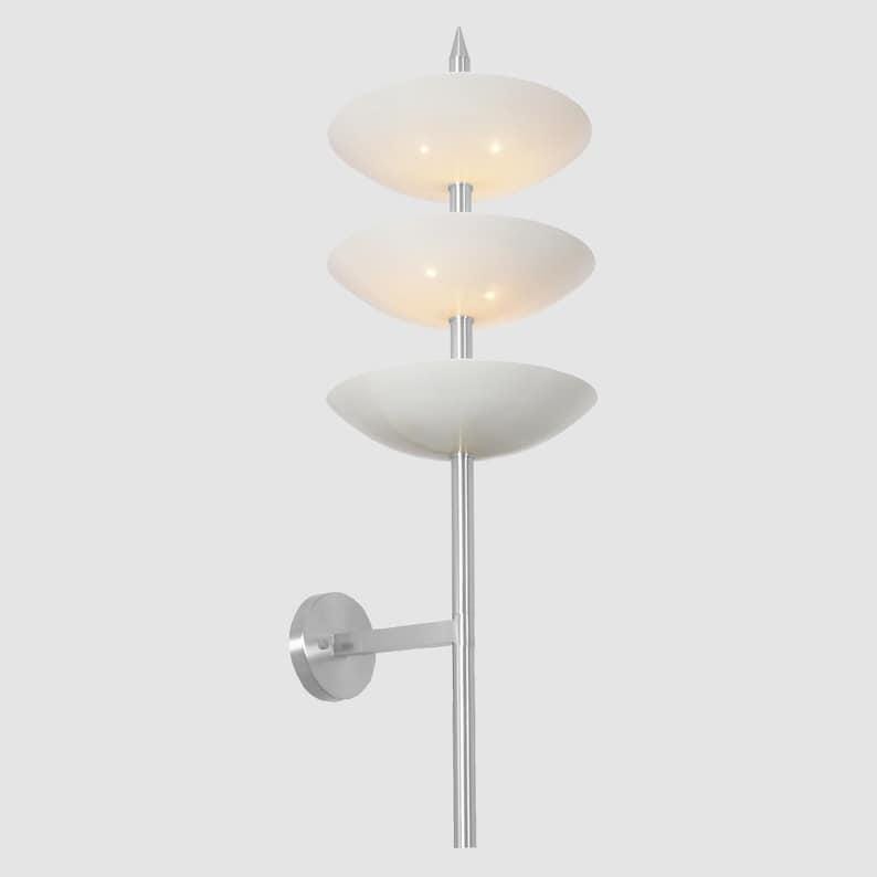 Mid Century Sputnik Wall Lamp, Raw Brass 6-Light Sconce