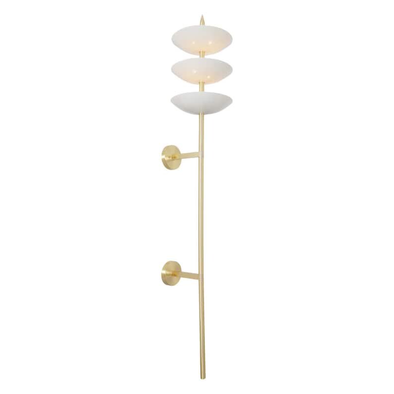 Raw Brass Sputnik Wall Sconce - Mid Century 3-Shade Light Fixture