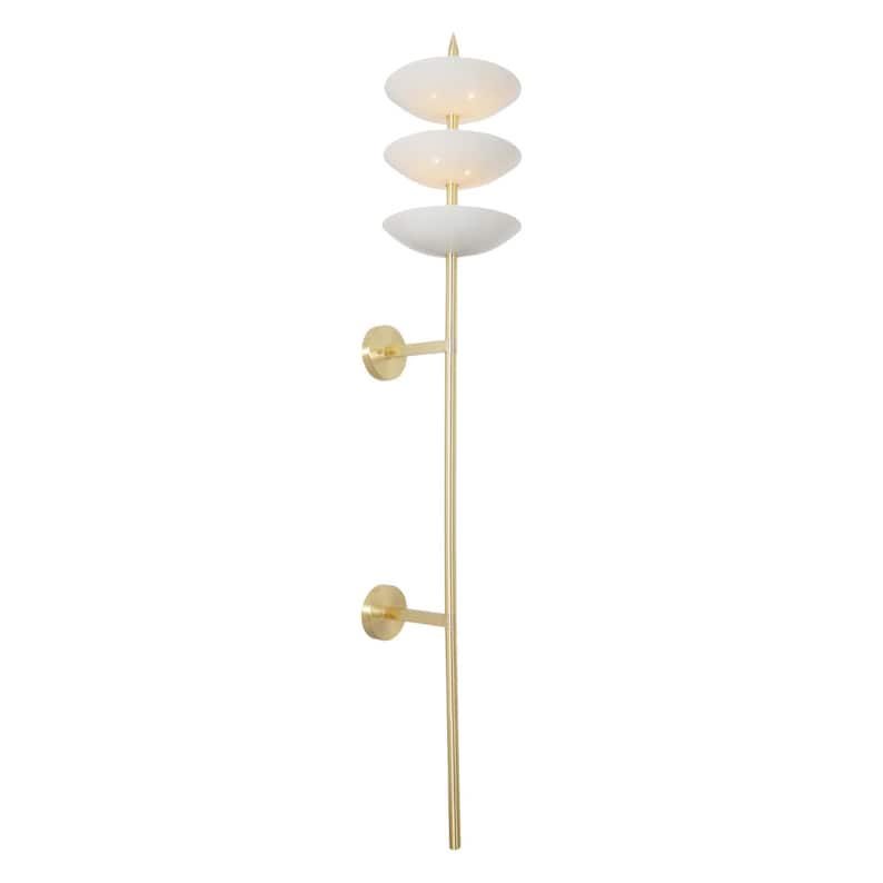 Raw Brass Sputnik Wall Sconce - Mid Century 3-Shade Light Fixture