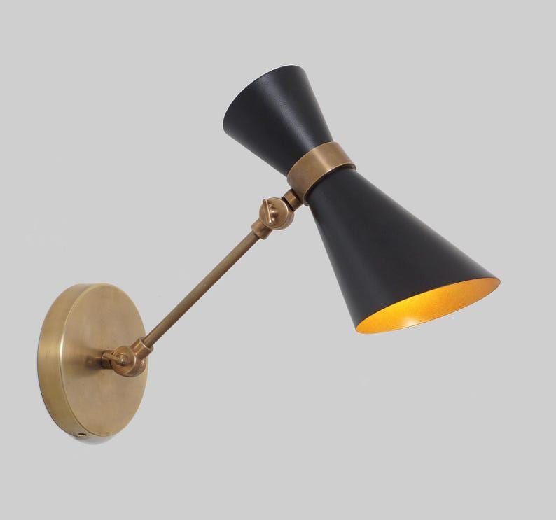 Mid Century Brass Swing Arm Wall Sconce, Articulated Lamp