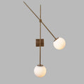Mid Century Brass Sputnik Wall Sconce, Two Glass Globe Light