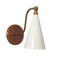 Mid Century Modern Brass Wall Sconce, Cream Shade