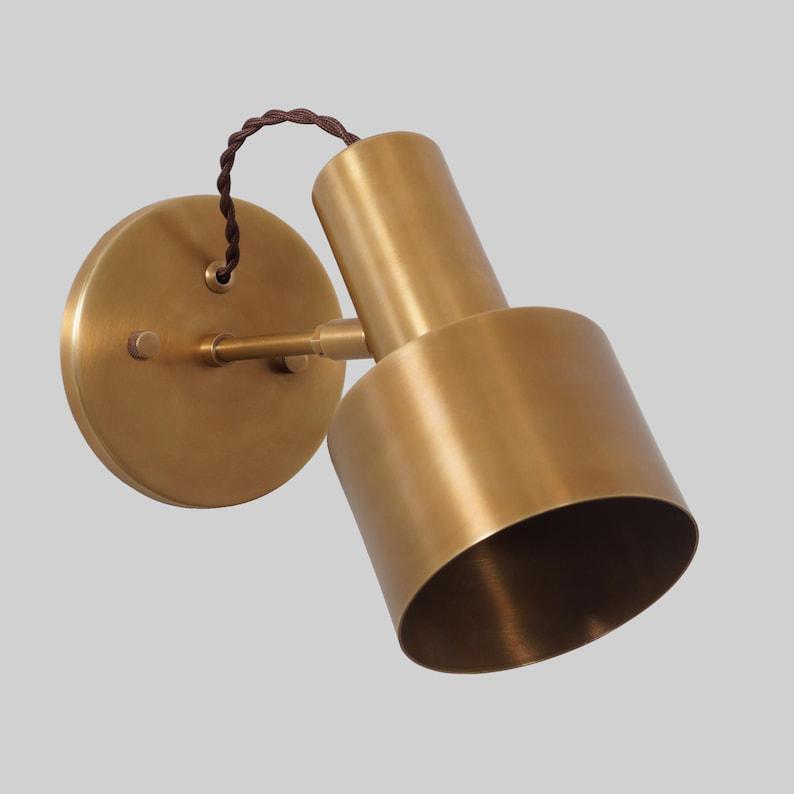Mid-Century Modern Brass Wall Sconce, Single Light Fixture
