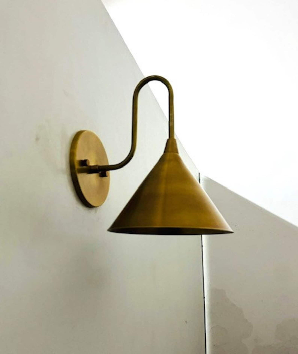 Handcrafted Raw Brass Wall Lamp, Artisan Home Lighting