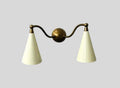 Mid Century Italian Wall Sconce – Raw Brass, White Cone Shade