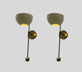 Mid Century Brass Wall Sconce Pair – Raw Brass & Matte White Shade