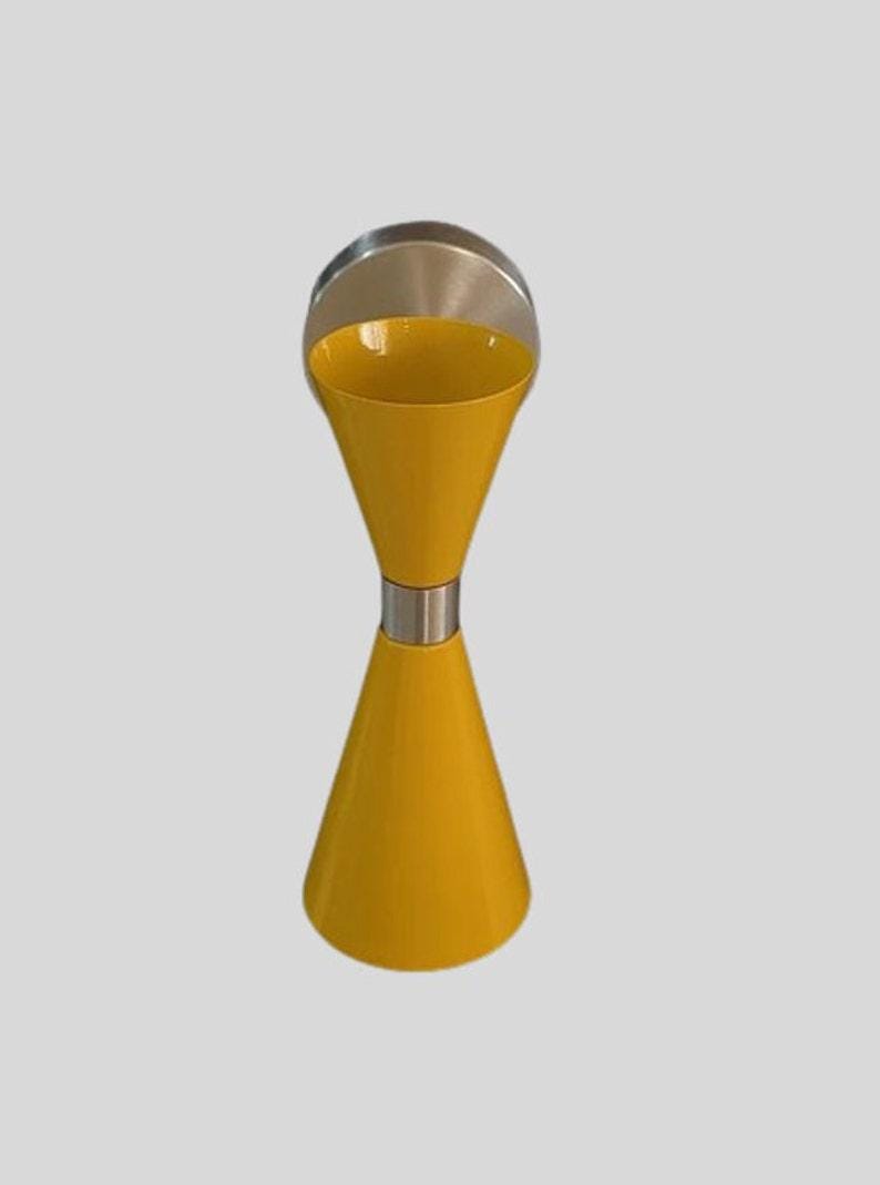 Mid Century Yellow Cone Wall Sconce Pair – Brushed Chrome Italian Lamps