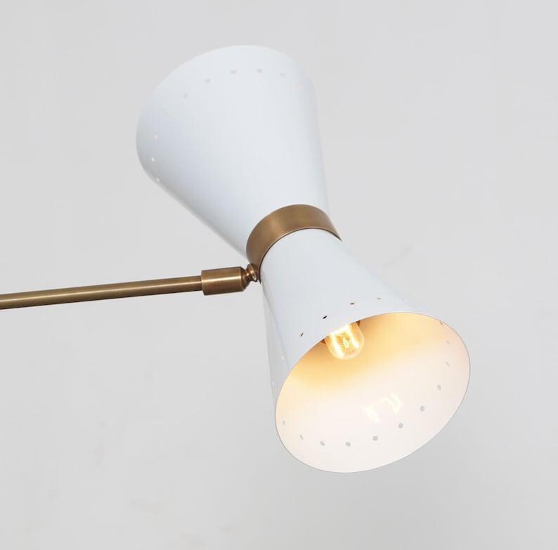 Mid Century Style Articulated Brass Double Shade Wall Sconce