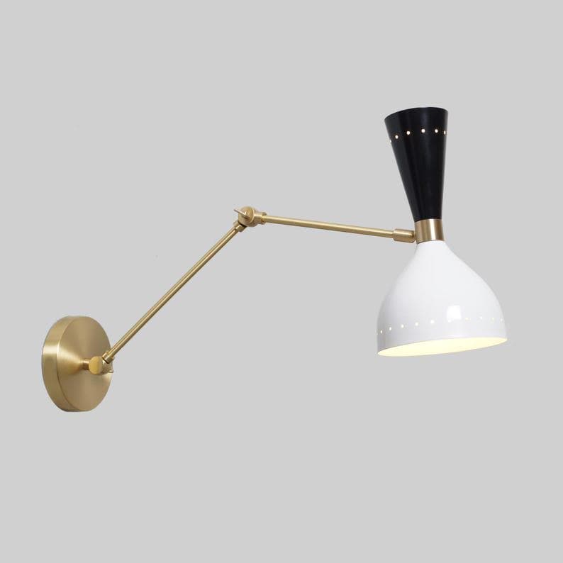 Mid Century Italian Brass Wall Sconce, Articulated Wall Light