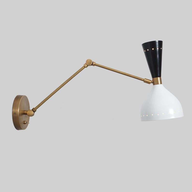 Mid Century Italian Brass Wall Sconce, Articulated Wall Light