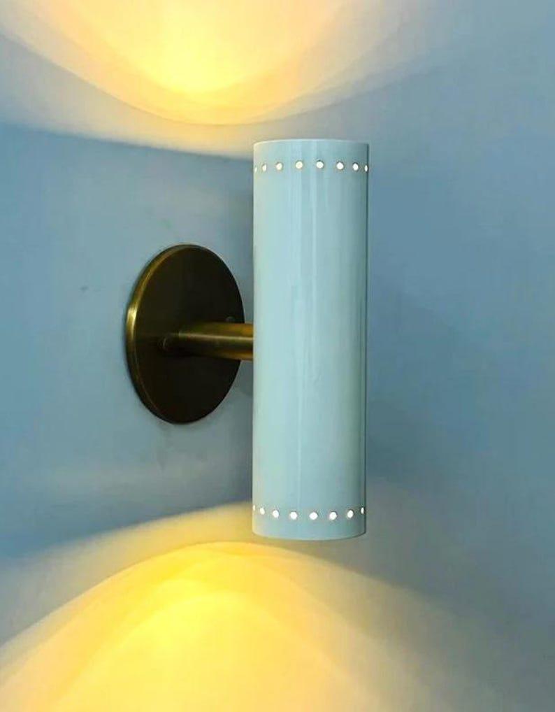 Mid Century White Brass Wall Sconce – Italian Vanity Light
