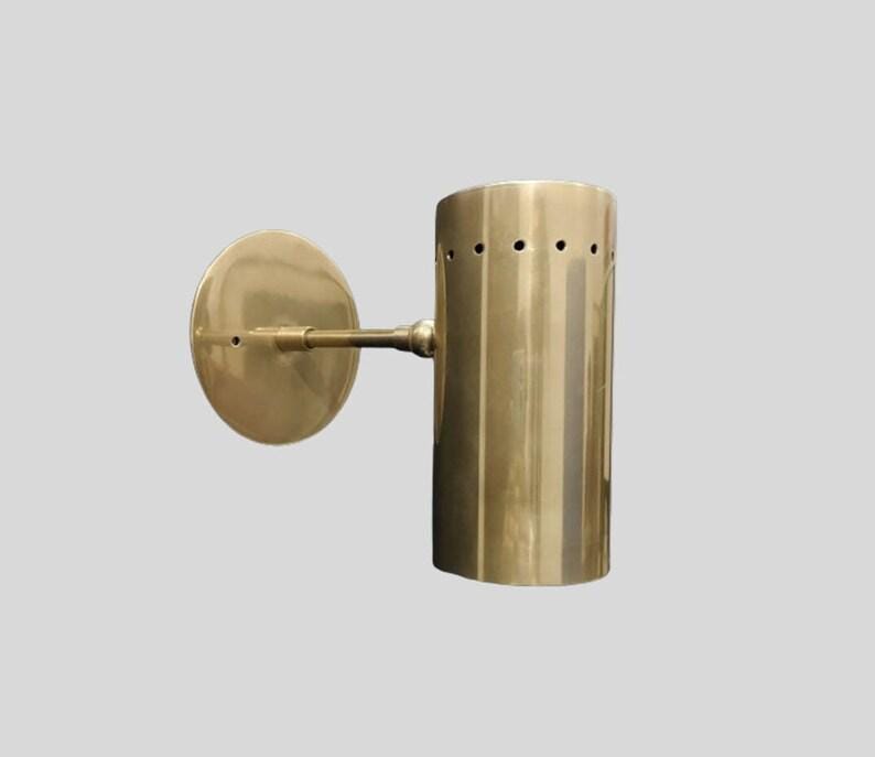 Pair Mid Century Raw Brass Italian Sconce - Handmade Vanity Light
