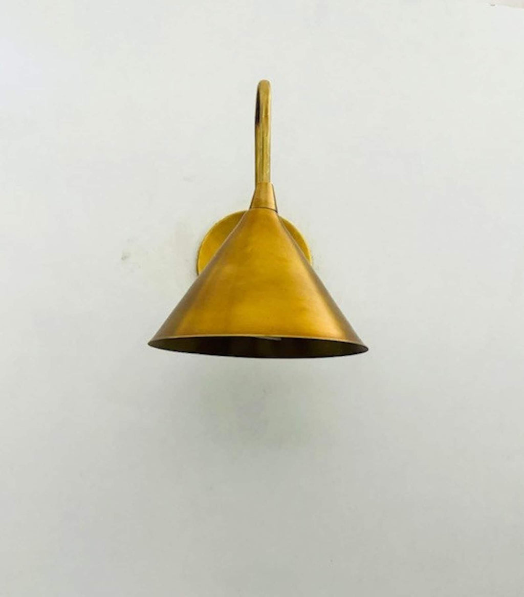 Handcrafted Raw Brass Wall Lamp, Artisan Home Lighting