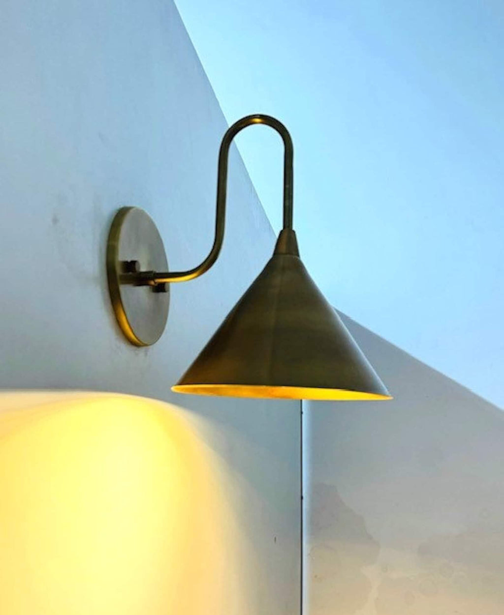 Handcrafted Raw Brass Wall Lamp, Artisan Home Lighting