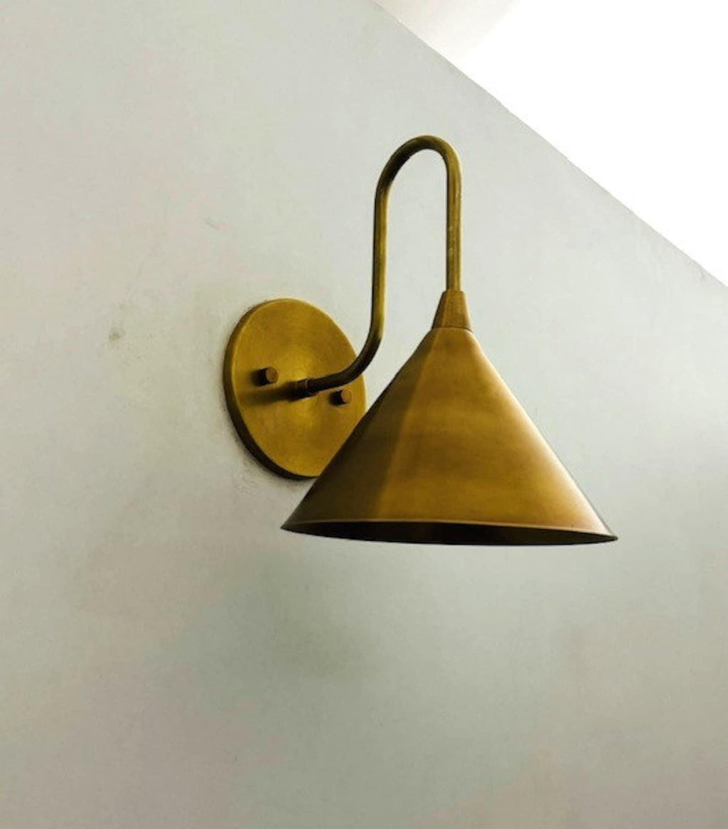 Handcrafted Raw Brass Wall Lamp, Artisan Home Lighting
