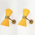 Italian Stilnovo Diablo Wall Light Pair, Yellow Brass Finish