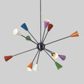 Multicolor Sputnik Chandelier, Twelve-Arm Starburst Light Fixture
