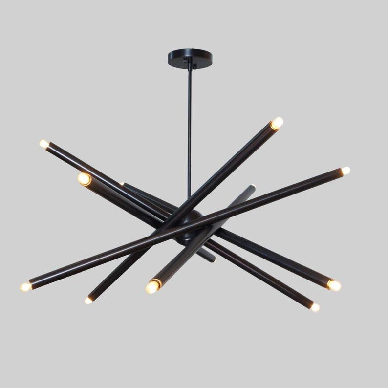 Brass Sputnik Chandelier: Twelve-Light Spiral, Modern Ceiling Fixture