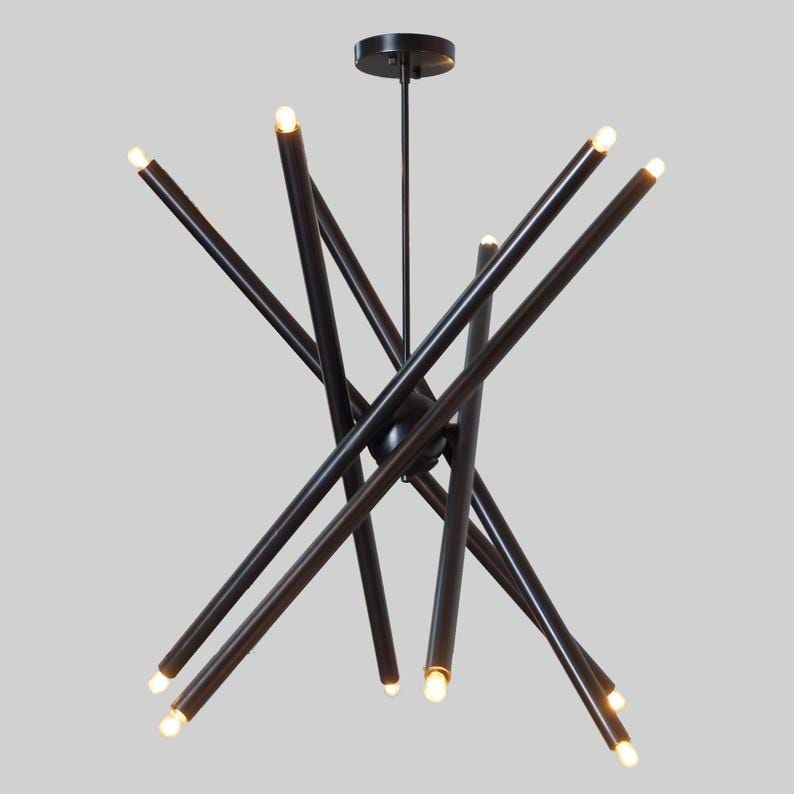 Brass Sputnik Chandelier: Twelve-Light Spiral, Modern Ceiling Fixture